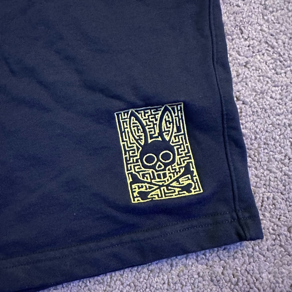 Psycho Bunny men’s size Large Pisani Embroidered‎ Sweatshorts in dark Navy - Picture 2 of 8